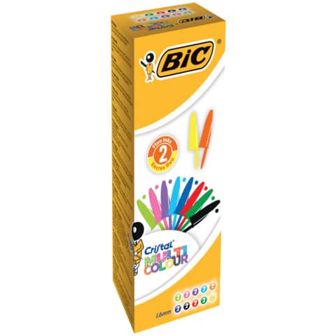 Penne a sfera con cappuccio BIC Cristal Large Multicolour 1,6 mm assortiti conf. 20 pezzi - 926381